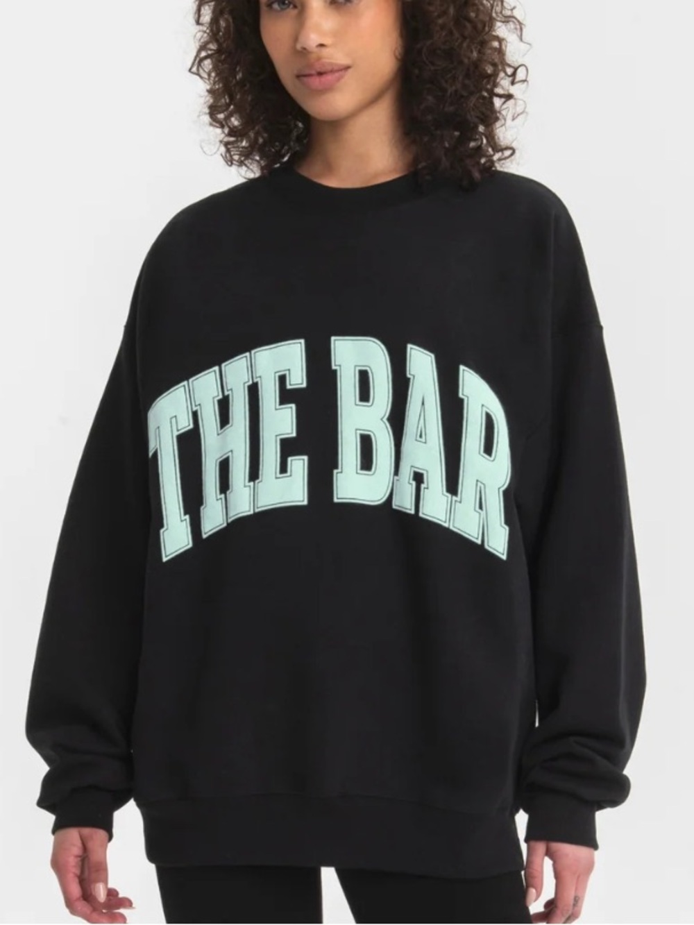 Mint collection!! Black Sweater with Mint Graphic "THE BAR" -! L